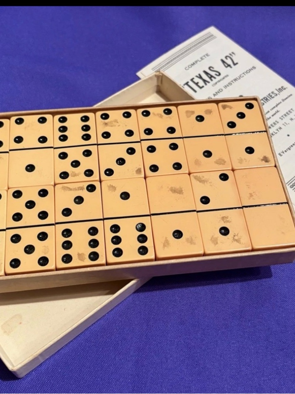 Vintage Cardinal  Texas Domino Set in Cream with Black Dots